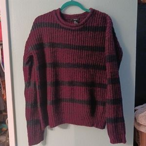 Red/Black Striped Forever 21 Thick Sweater | Size M